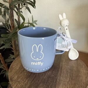 Miffy By Magenta Bunny Rabbit Figural Mug Kawaii 16 Oz Stir Spoon Baby Blue NWT